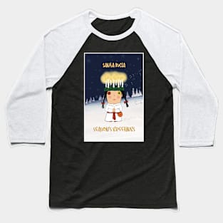 Greetingcard with the Santa Lucia bringing light in the darkness. Scandinavian tradition. Baseball T-Shirt